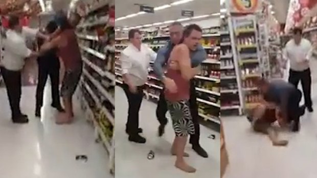 Shooper Yasir Khan filmed a man being 'tackled' to the ground by Coles staff.