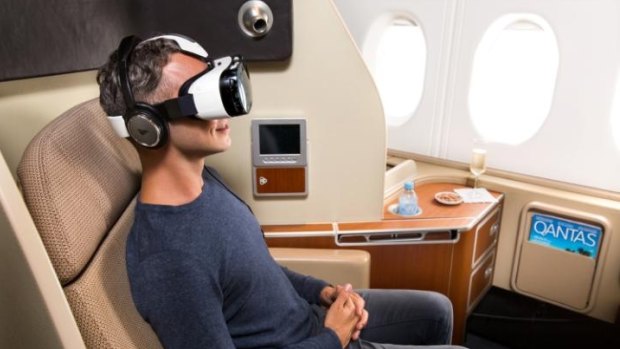 Qantas made virtual reality headsets available for in-flight use to some of its premium passengers.