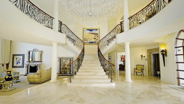 The 2420-square-metre property hosts a sprawling and highly ornate modern mansion.