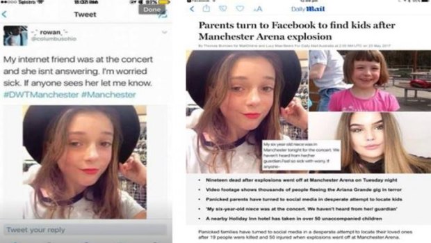 Gemma's image was used in fake missing person reports after the Manchester tragedy.
