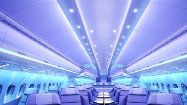 A rendering of Airbus's Airspace A330neo cabin.