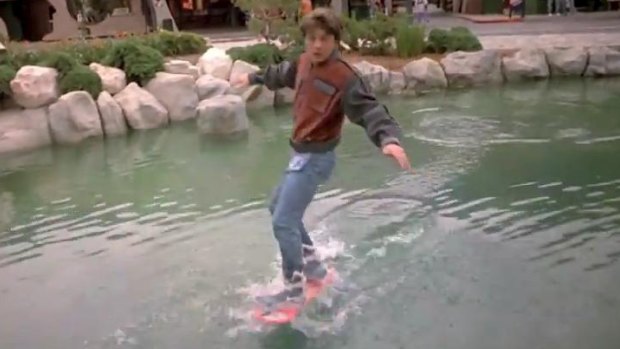 Marty McFly rides a hoverboard in Back to the Future II. 
