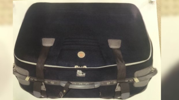 The suitcase found in the Swan River with the body inside it.