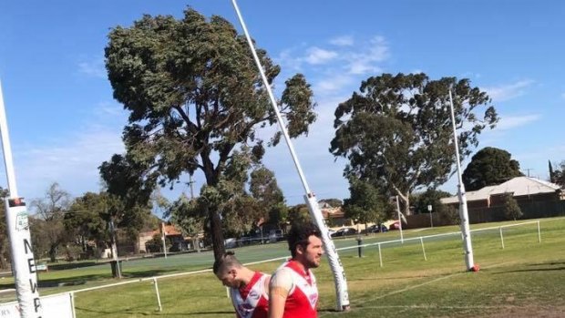 A Newport football game was cancelled after winds bent a goal post.