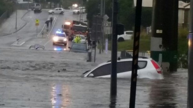 Jaffar Kamali had his car swept away by flood waters at Toombul Shopping Centre.