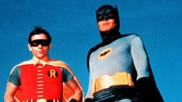 Wholly mythic personas: Burt Ward, left, and Adam West as TV's original Batman and Robin.