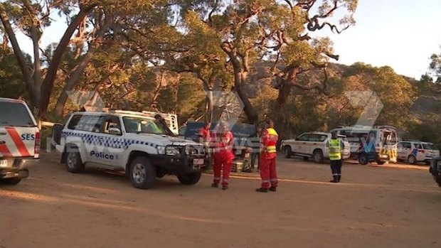 Emergency services at the scene in the Grampians.