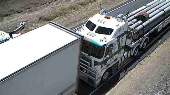 Tailgating trucks are one of the hazards of motorway driving.

