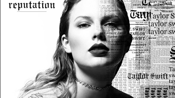 Swift on the cover of her new album, Reputation.