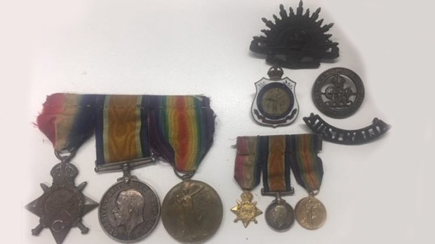 The World War I medals that were found on a street in Sydney's west on Saturday.