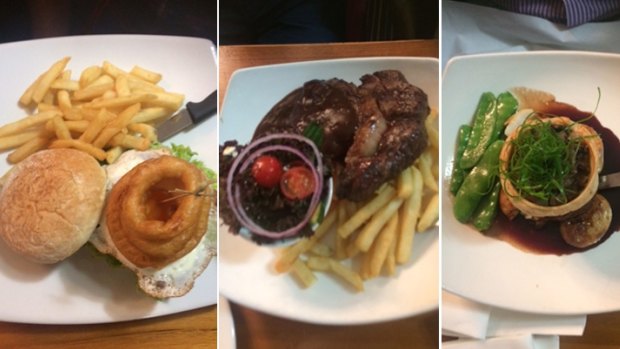 Three of the main dishes eaten by the Radio 6PR team during their lunch at The Grosvenor Hotel. 