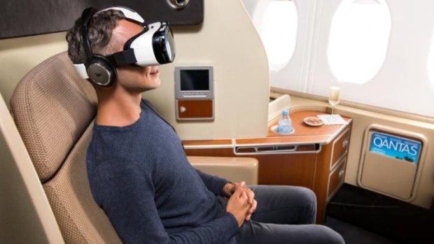 Qantas has experimented with virtual reality headsets for passengers.