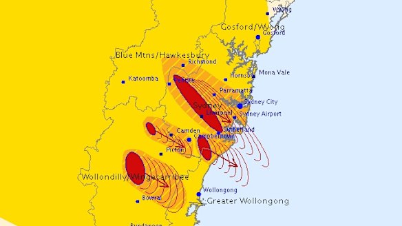 The storm cells at 2:50pm.