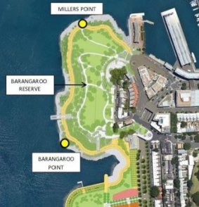 Barangaroo Reserve in the Geographical Names Board's map.