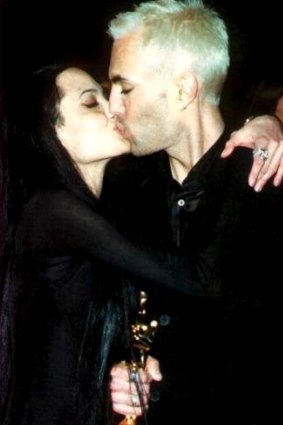 Angelina Jolie kissing her brother James Haven.