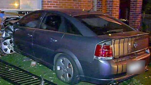 The driver of this Holden Vectra fled on foot after crashing it into a Noble Park home. 