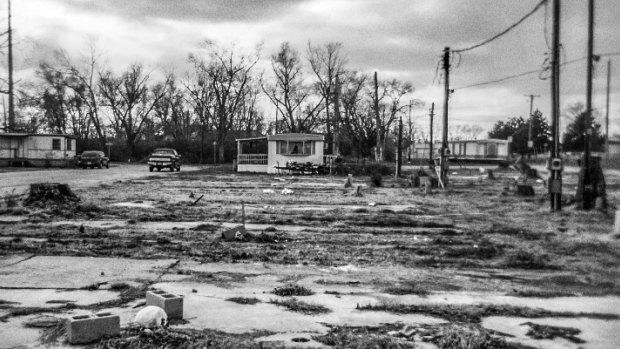A largely vacant trailer park near downtown Dayton testifies to an economy devastated by the "Great Recession".