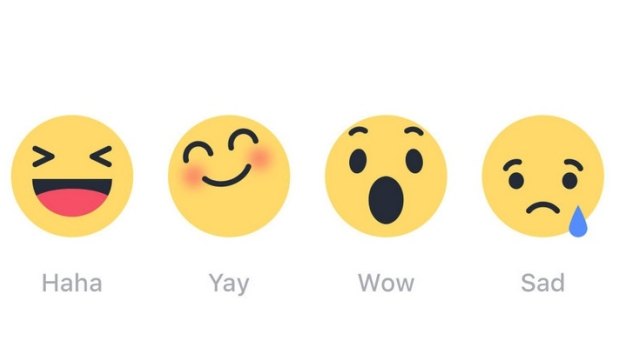 Four of the six new Facebook reaction emojis. 

