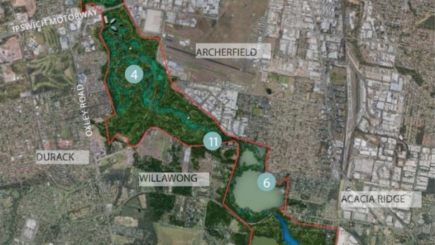 Proposed Oxley Creek "super park" - the middle section from Archerfield south towards Doolandella.