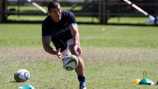 Argentina halfback Tomas Cubelli at training ahead of the Pumas clash against the Wallabies in Perth.