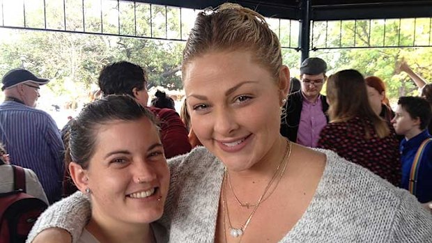 Tearne Harrison, left, and Alex Bennett at the Perth 'Love Rally'