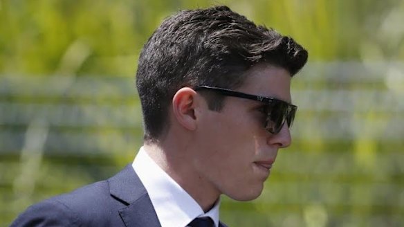 Cleared: Sean Abbott who bowled the fateful delivery arrives at the funeral.