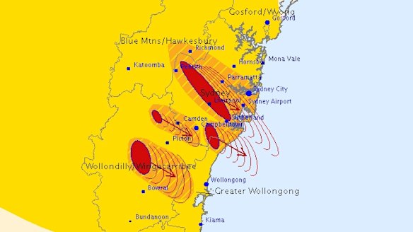 The storm cells at 2:50pm.