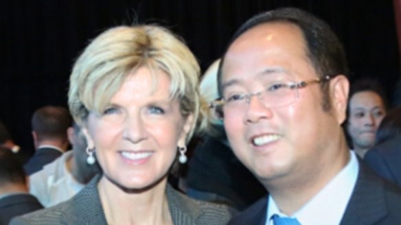 Friends in high places: Huang Xiangmo with Foreign Minister Julie Bishop.