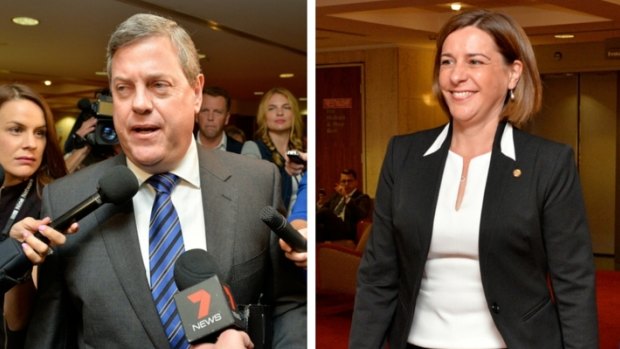 Queensland LNP's new leader Tim Nicholls and his deputy Deb Frecklington