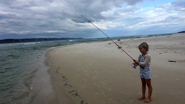Mastering the rod at Ocean Beach.