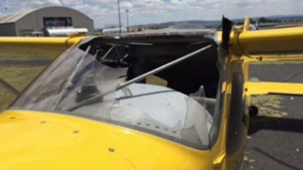 The plane's windscreen was smashed when an eagle collided with it during a flight from the Gold Coast to the NSW south coast.
