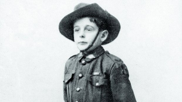 Digger (Henri Hemene) in a  miniature tailor-made Australian uniform in London, 1919.
