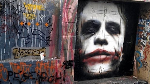 Heath Ledger as The Joker, graffiti / artwork painted on the wall of Hosier Lane, Melbourne. 

The joker. Only there for a while. Beautiful piece.

Submitted by Damien