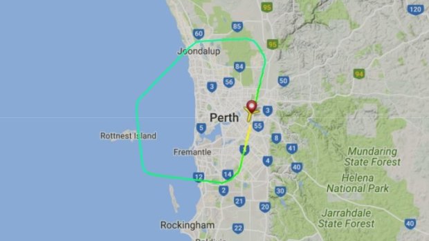 The QantasLink flight circled Perth before landing. 