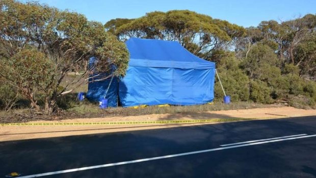 The crime scene where a little girl's remains were found in a suitcase at Wynarka, South Australia.

 