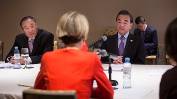 A Chinese government photo of the bilateral meeting today.