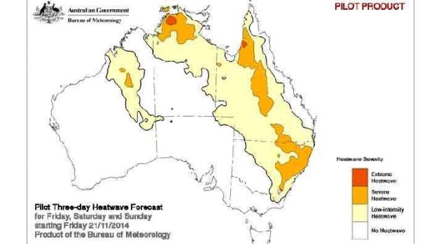 Heatwave season - the three-day outlook from Friday covers much of Australia.