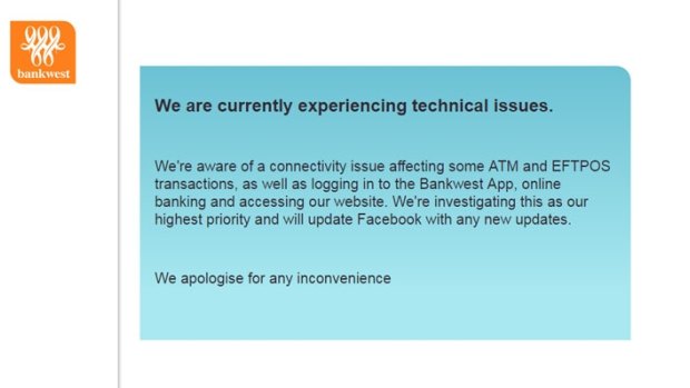 The bank's website was down on Monday and ATMs and EFTPOs transactions failed.