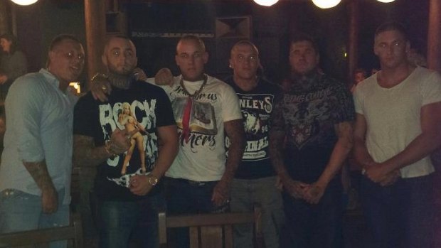 Rebels bikie club members Michael Davey (second from left) and Mark Easter (second from right) were both shot dead in separate murders.
