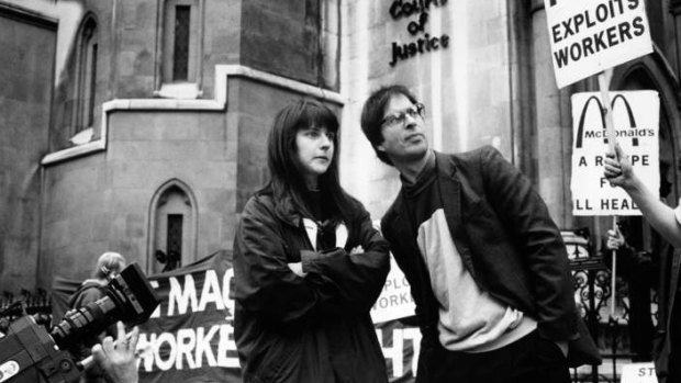 Helen Steel, with fellow activist David Morris, in London in 1990 during the McLibel trial.