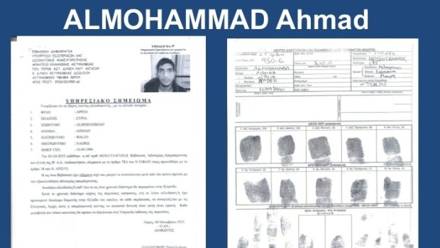Photo from Greece's migration policy ministry shows a document issued to 25-year-old Ahmad Almohammad.