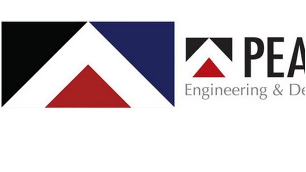 Red Peak, designed by Aaron Dustin (left); and the logo of Peak Engineering in North Carolina.