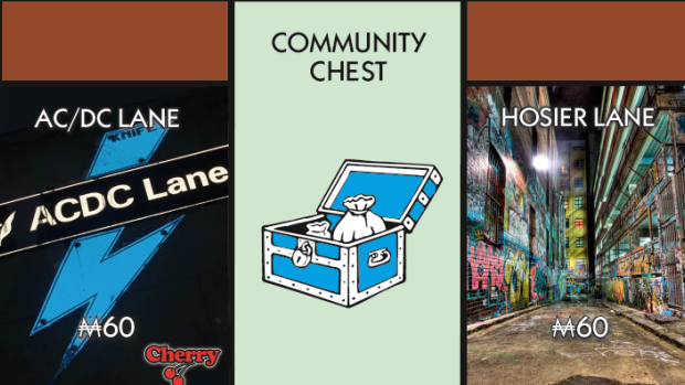 The Melbourne Monopoly board mock-up sent by licensee Winning Moves to Cherry Bar.