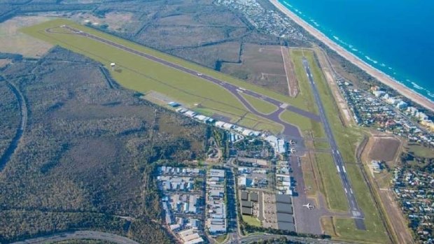 An artist's impression of the proposed new runway, to the left in this image, at Sunshine Coast Airport.
