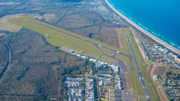 An artist's impression of the proposed new runway, to the left in this image, at Sunshine Coast Airport.