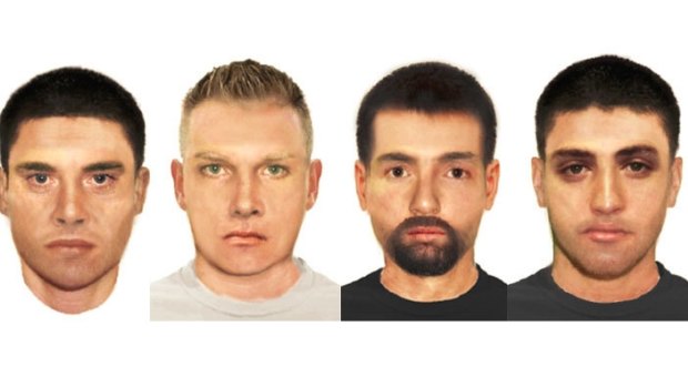 A composite picture of the four men police are wanting to speak with over the sex assault.