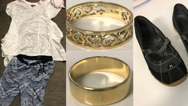 The woman was found wearing these belongings.