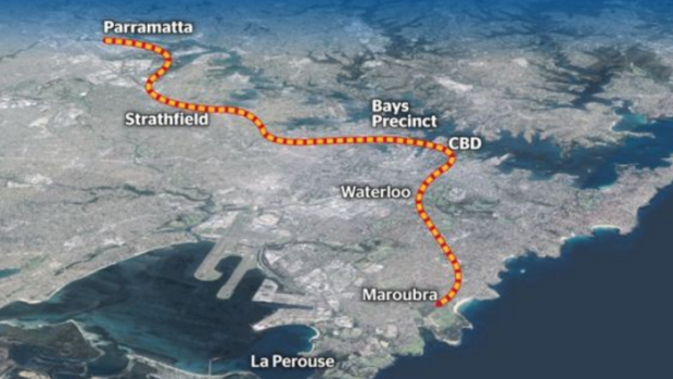 Possible route of a proposed Parramatta-CBD metro line.