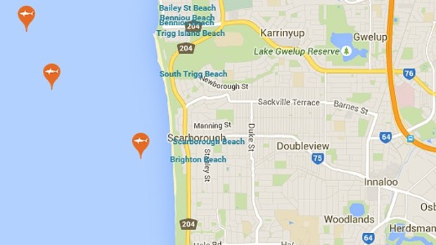Shark sightings off Perth's western suburb beaches.