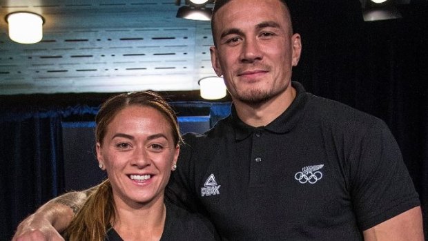 Niall Williams and Sonny Bill Williams at the Rio Olympics sevens squads announcement for New Zealand on Sunday.